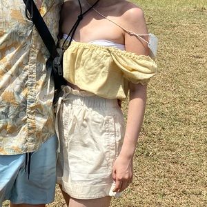 Yellow off the shoulder crop top